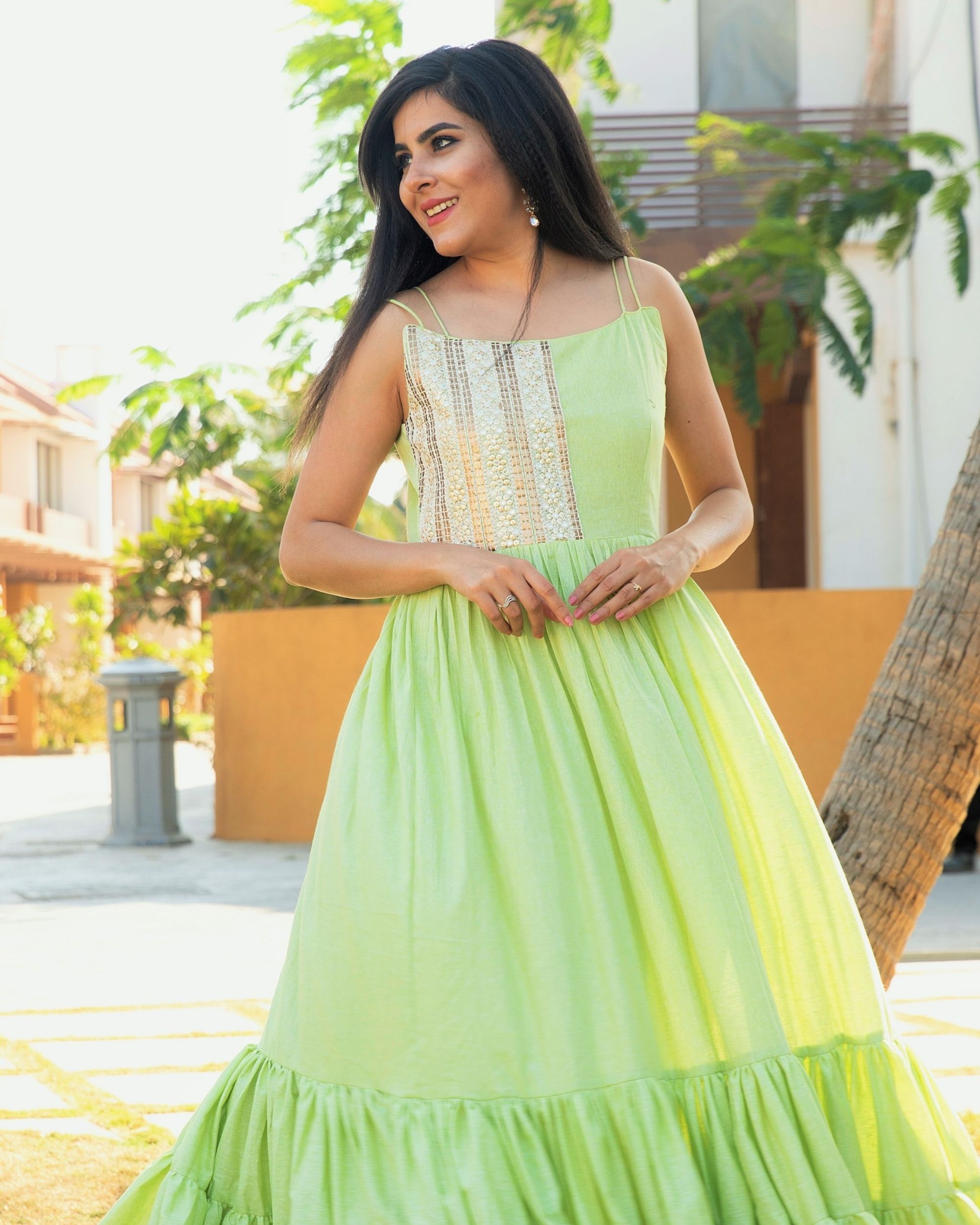Buy Aujjessa Parrot Green Ethnic Gown  Dresses for Women 2320071  Myntra
