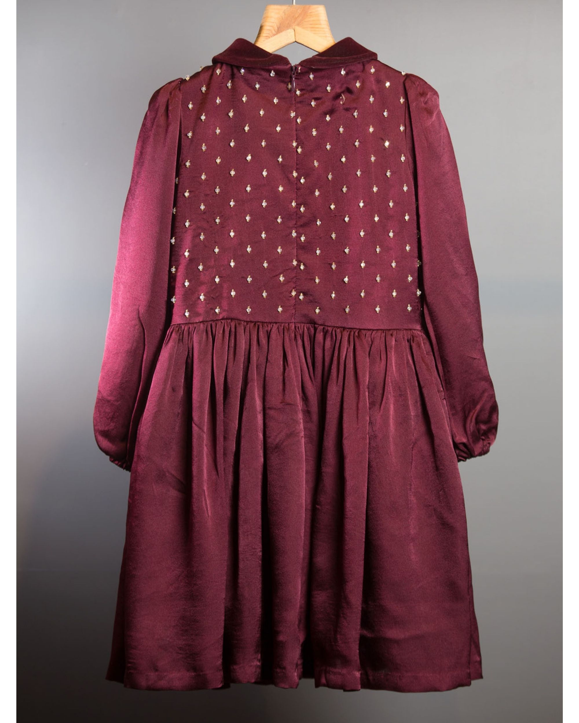 Wine georgette silk dress by Khela Kids | The Secret Label