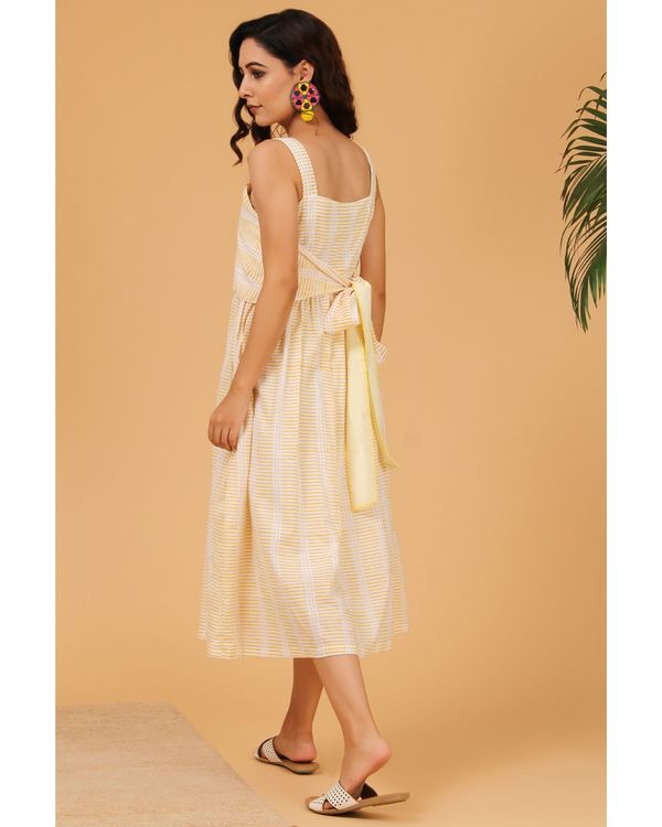 Light yellow striped tie-up dress 1