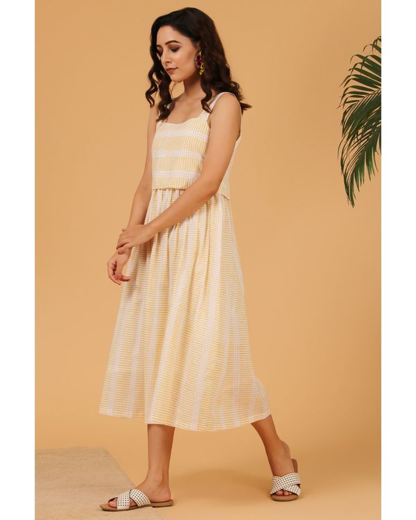 Light yellow striped tie-up dress 2