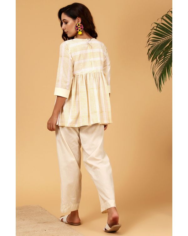 Light yellow striped peplum top 1