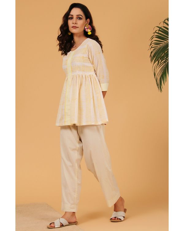 Light yellow striped peplum top 2