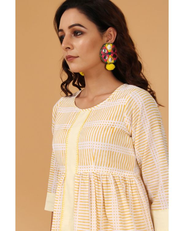 Light yellow striped peplum top 3