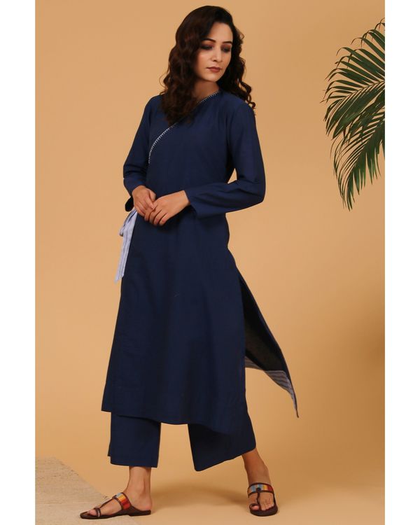 Navy blue cotton pants with pockets 1