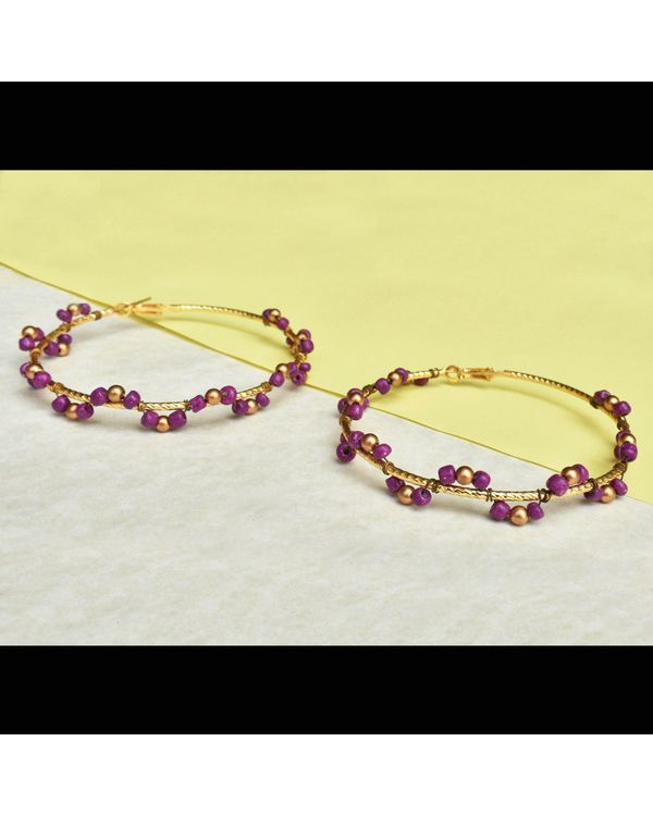 Purple arc beaded hoop earrings 1