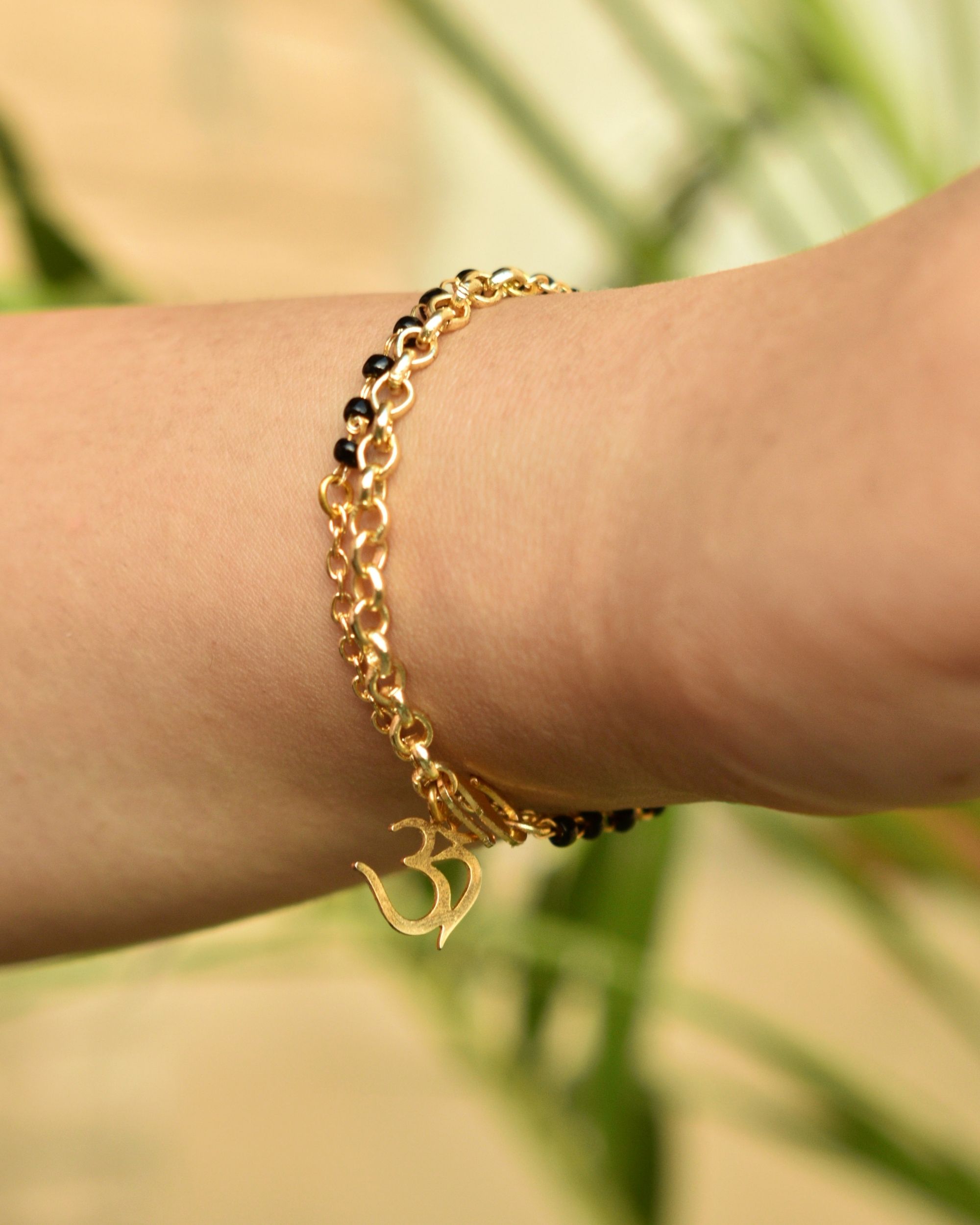 Fashion  Gold Plated OM Design Chain Bracelet With Pendant  Gem O Sparkle