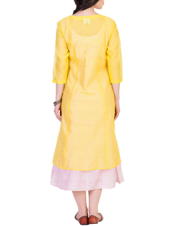 Yellow wrap kurta with printed tunic inside by ANS | The Secret Label