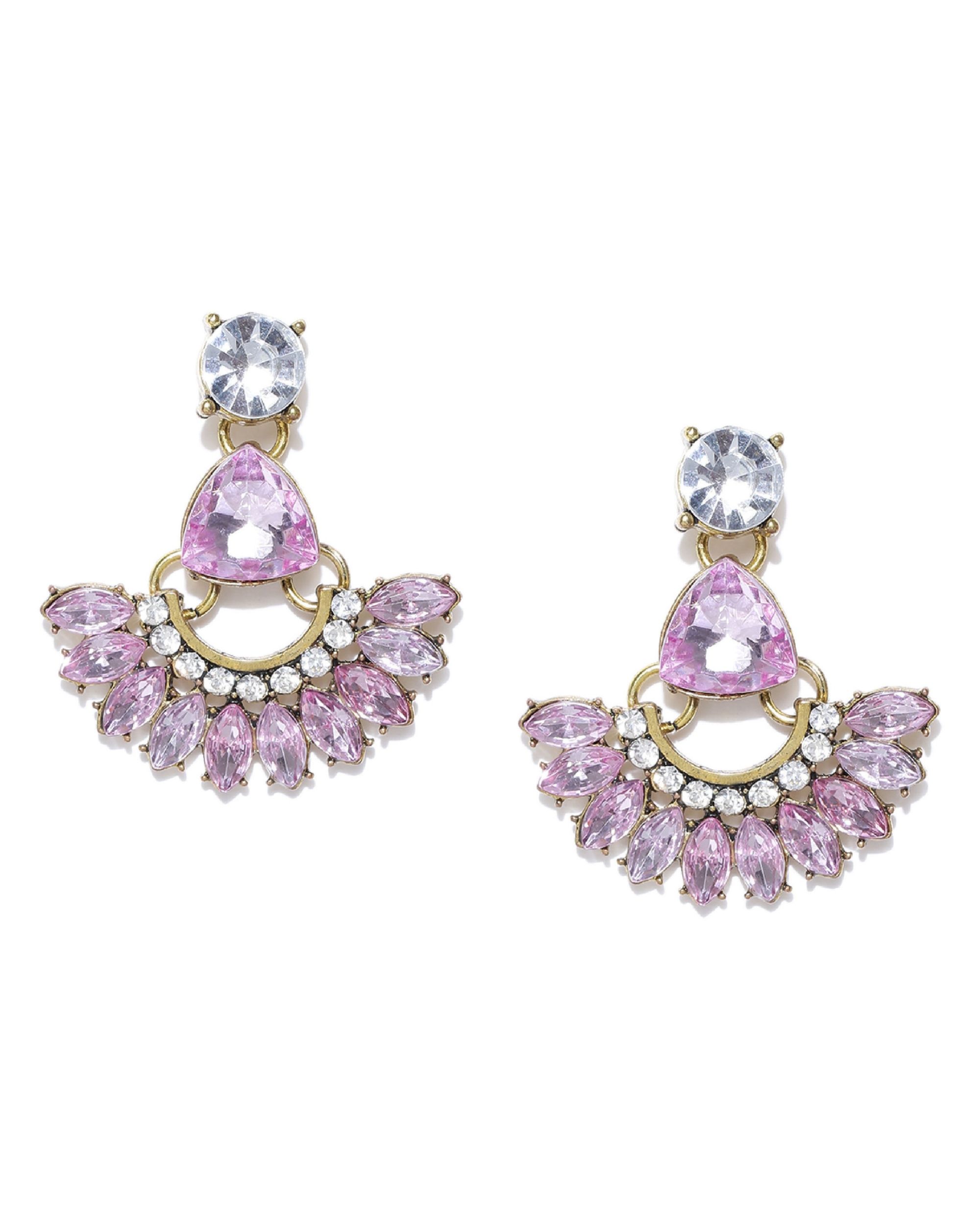 Pink crystal drop earrings by Chic Mela The Secret Label
