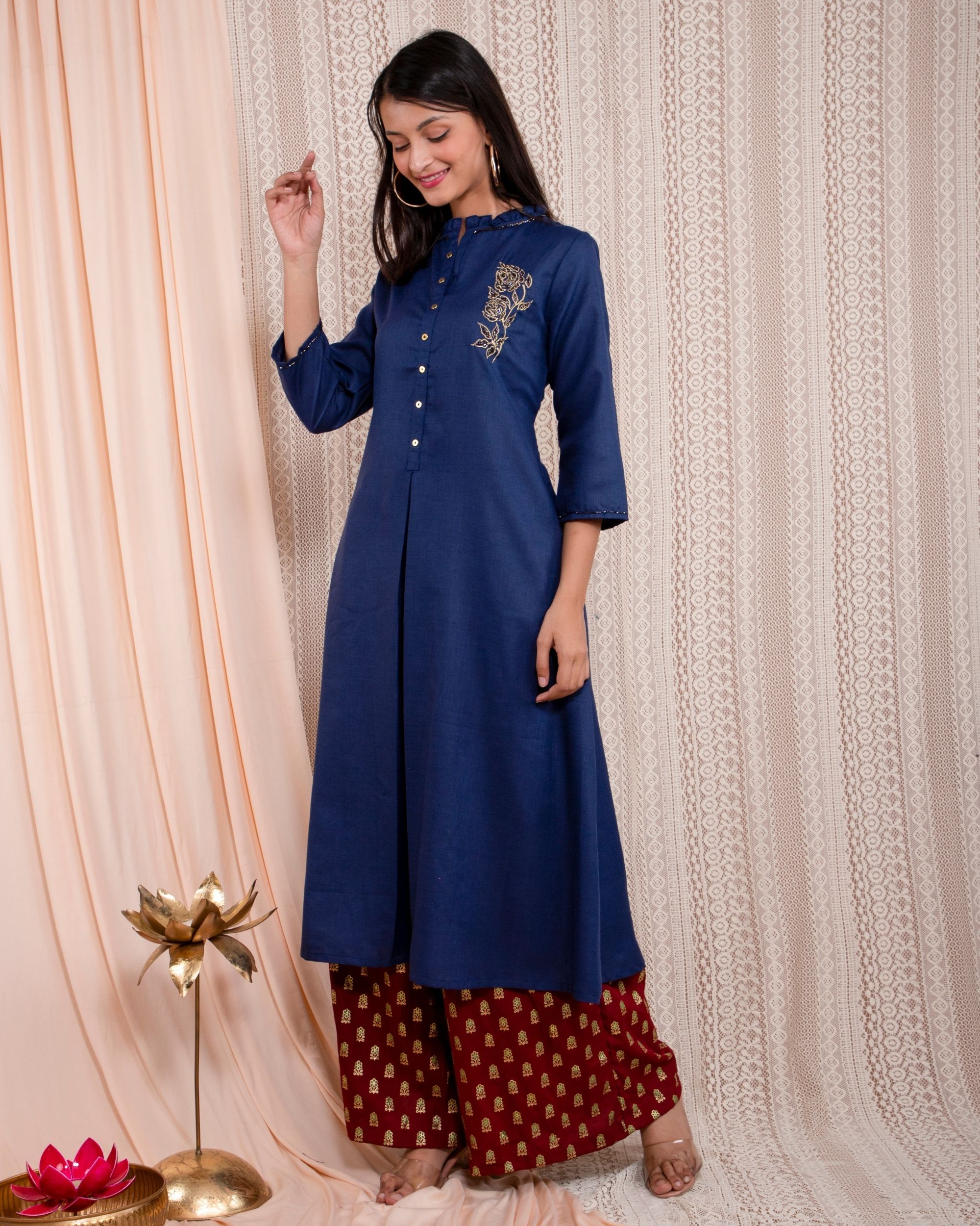 dark blue kurta for ladies