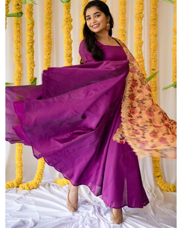 organza long frock with dupatta
