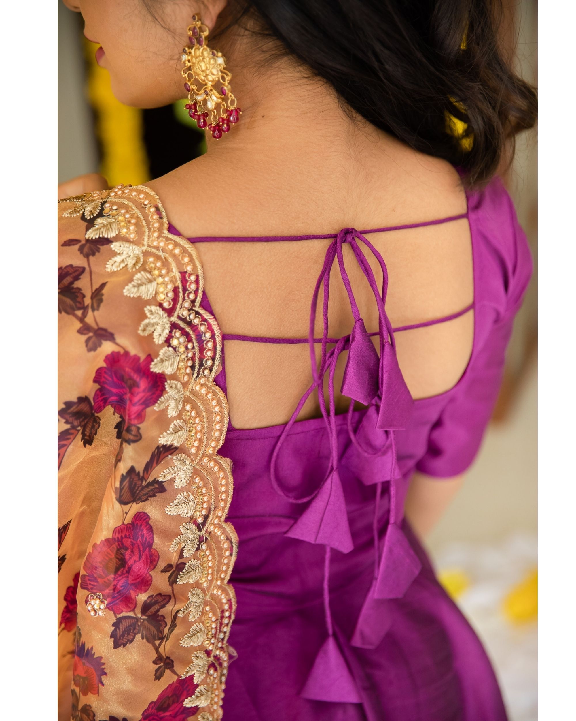 Purple Flared Dress With Organza Dupatta Set Of Two By Athira Designs The Secret Label 1751