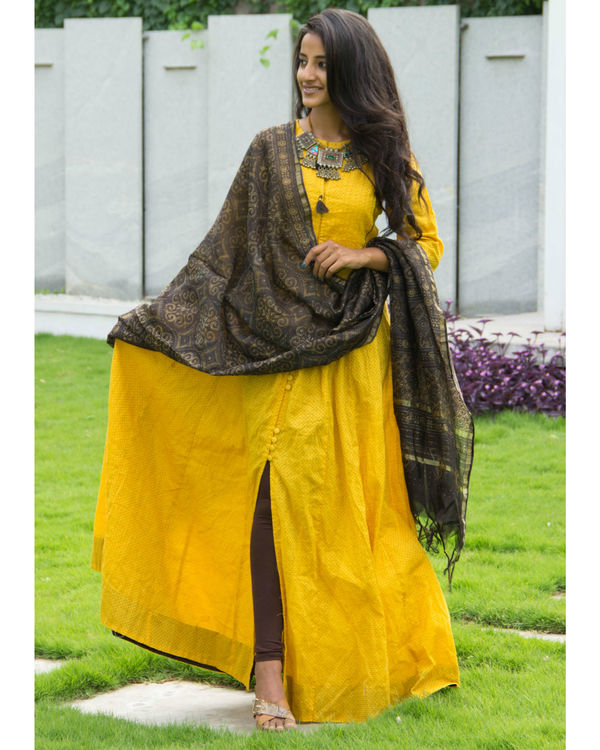 Brown printed chanderi dupatta 2