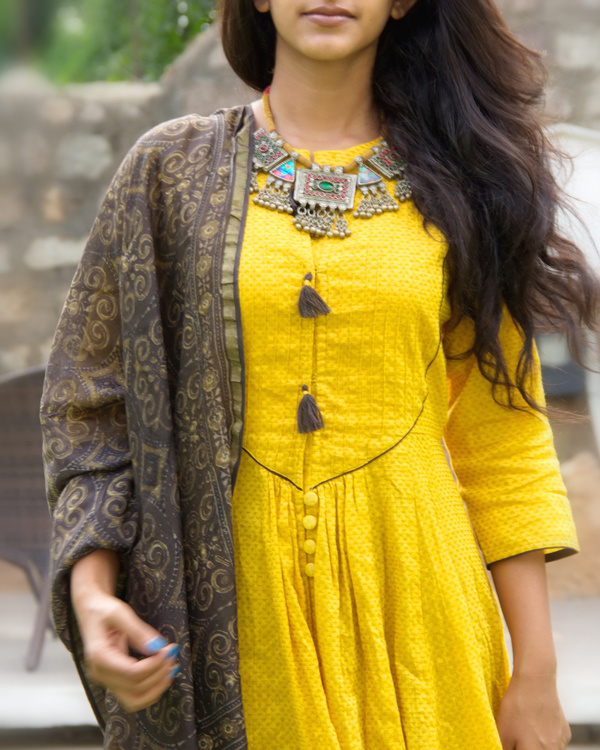 Brown printed chanderi dupatta 1