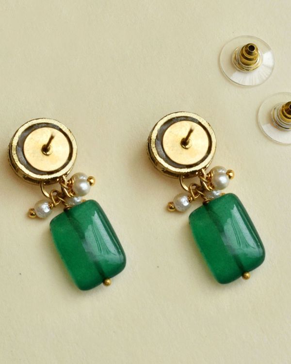 Green stone earrings 2