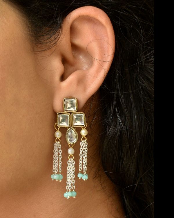 Square kundan drop earrings 2