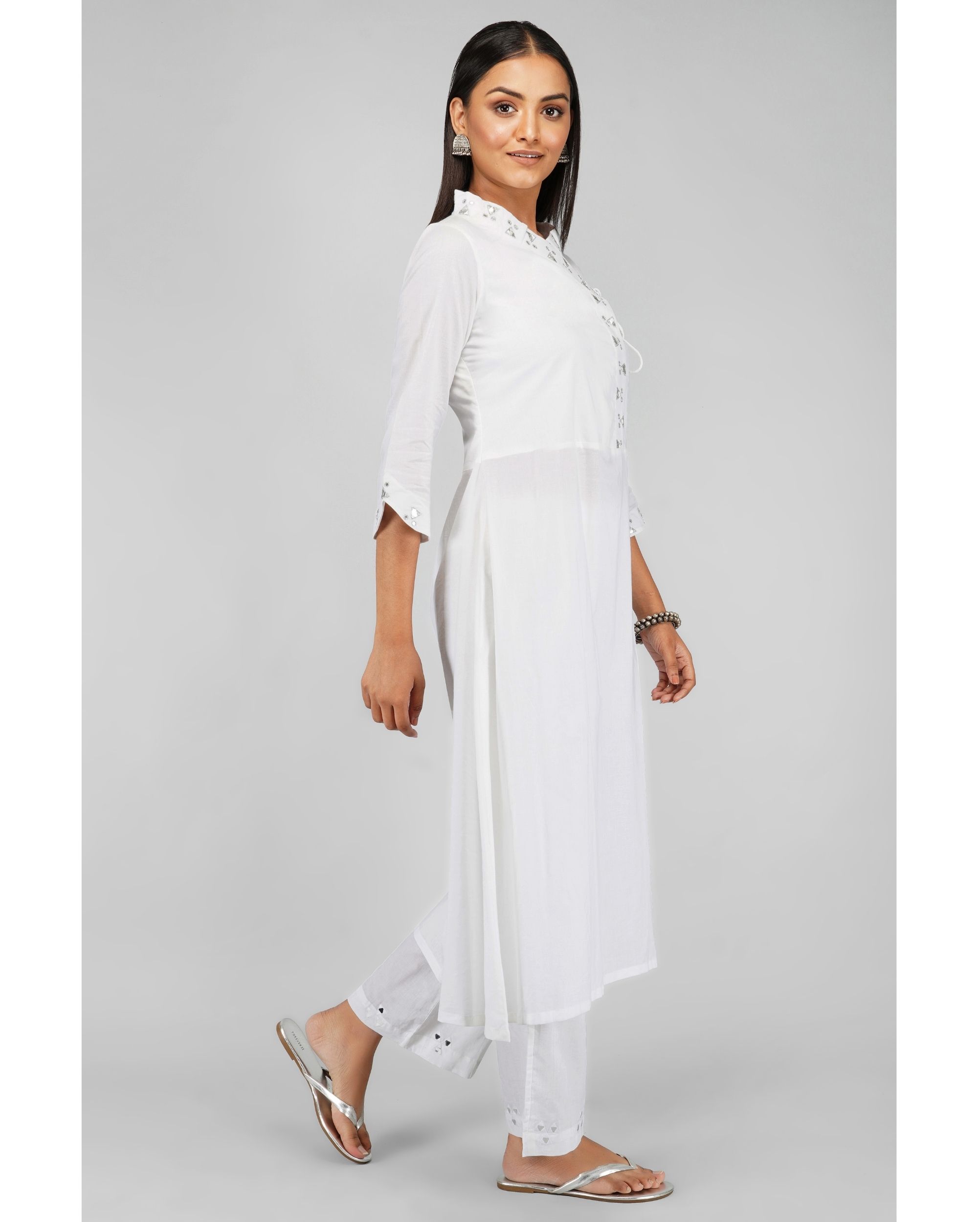 White mirror kurta set set of two by Svaroop Apparel The Secret Label