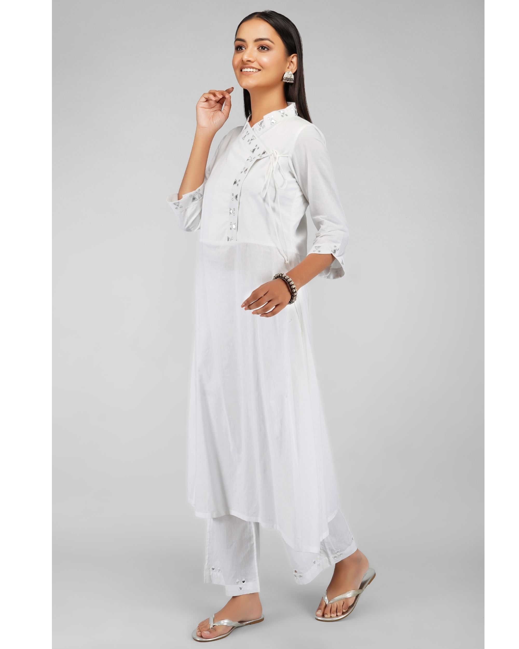 White mirror kurta set set of two by Svaroop Apparel The Secret Label