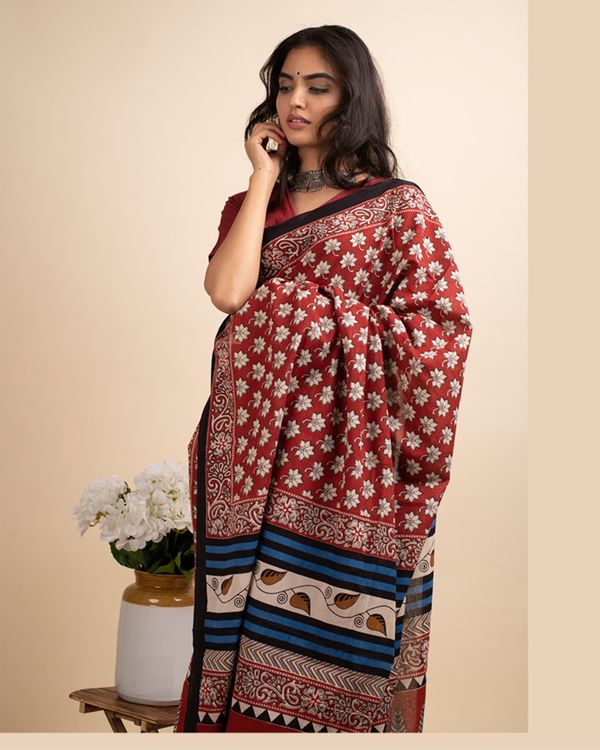 Tender leaf sari with attached blouse piece 2