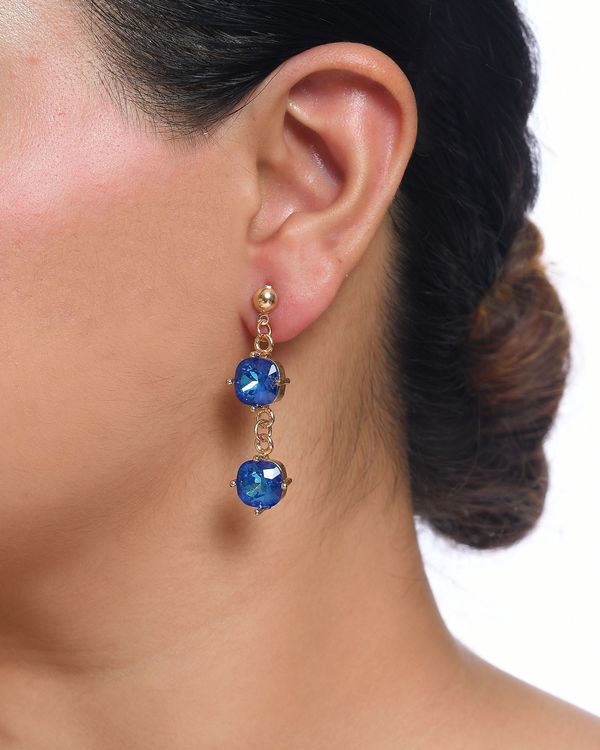 Crystal royal blue stone earrings 1