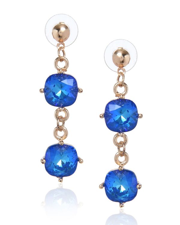 Crystal royal blue stone earrings 2
