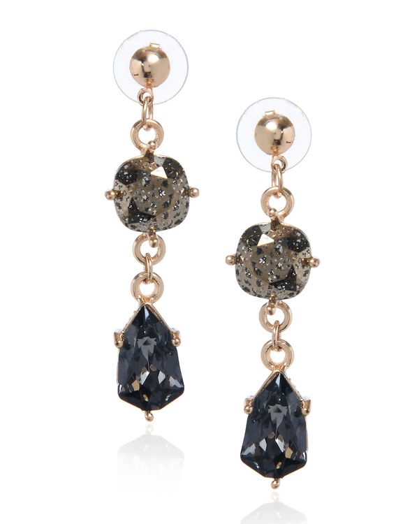 Black patina and grey night stone earrings 2