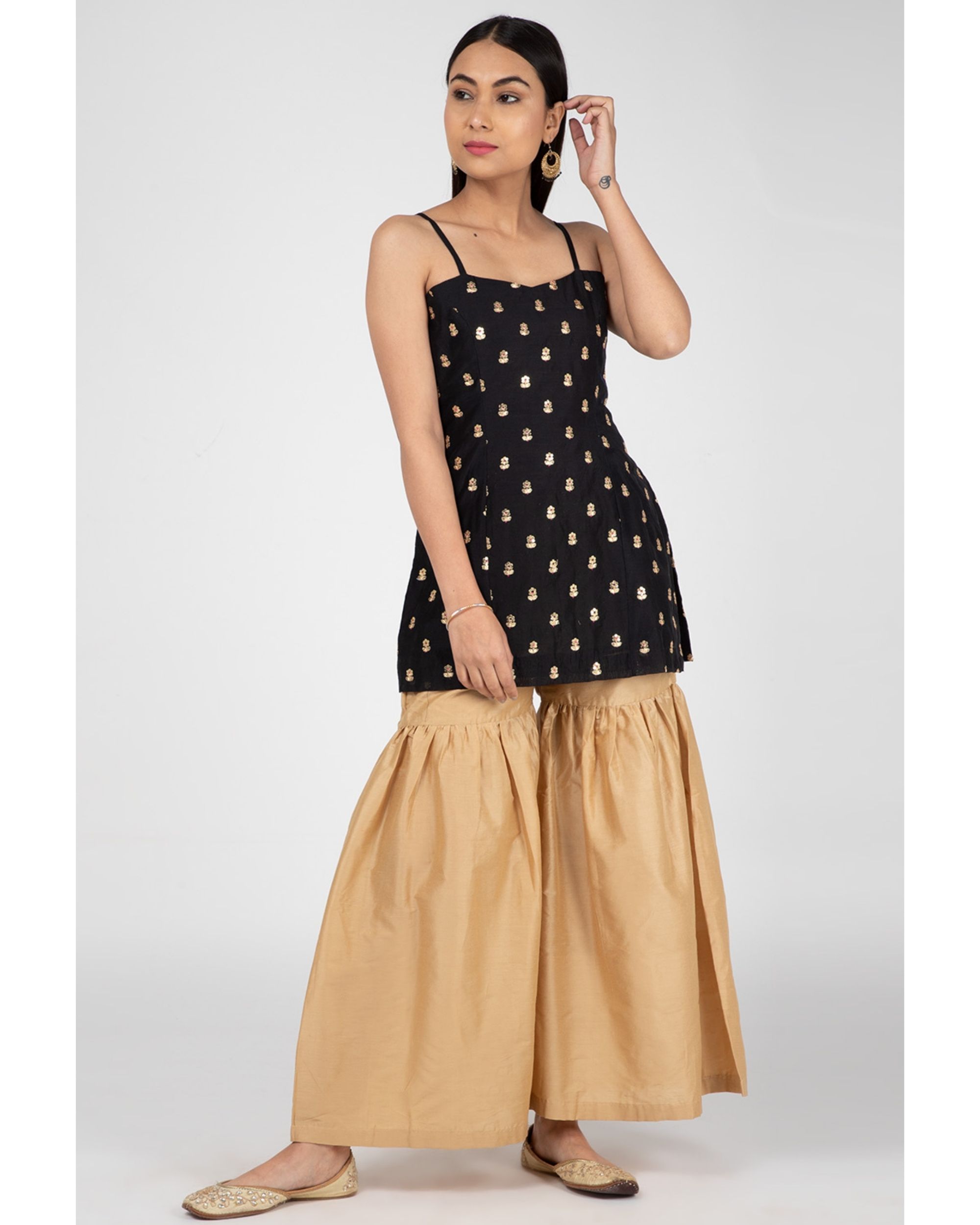 black and gold sharara suit