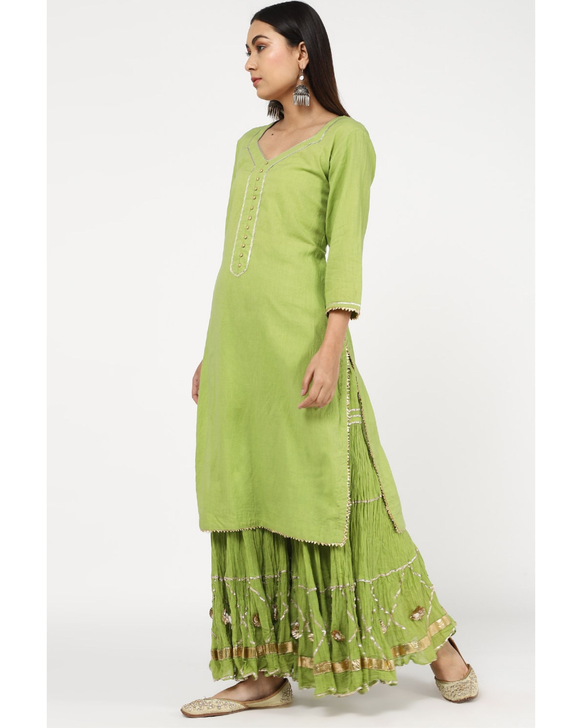 green sharara suit