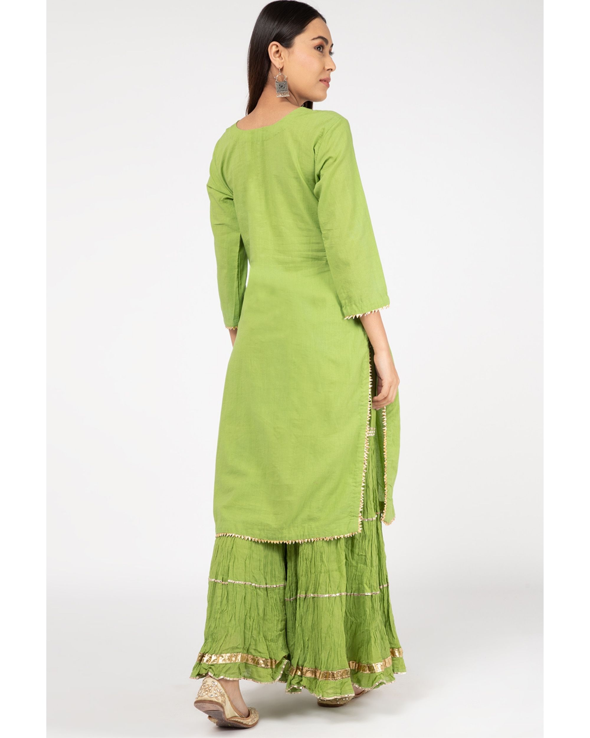 green sharara suit
