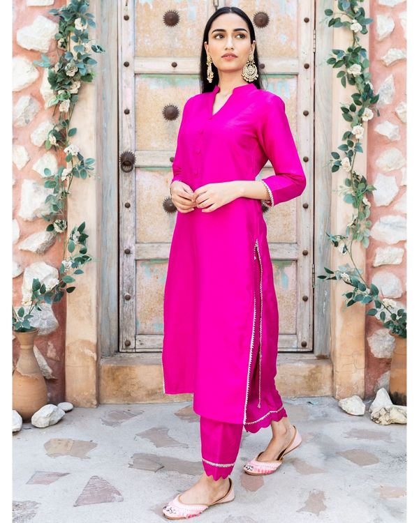 Rani pink silk suit - set of two 2