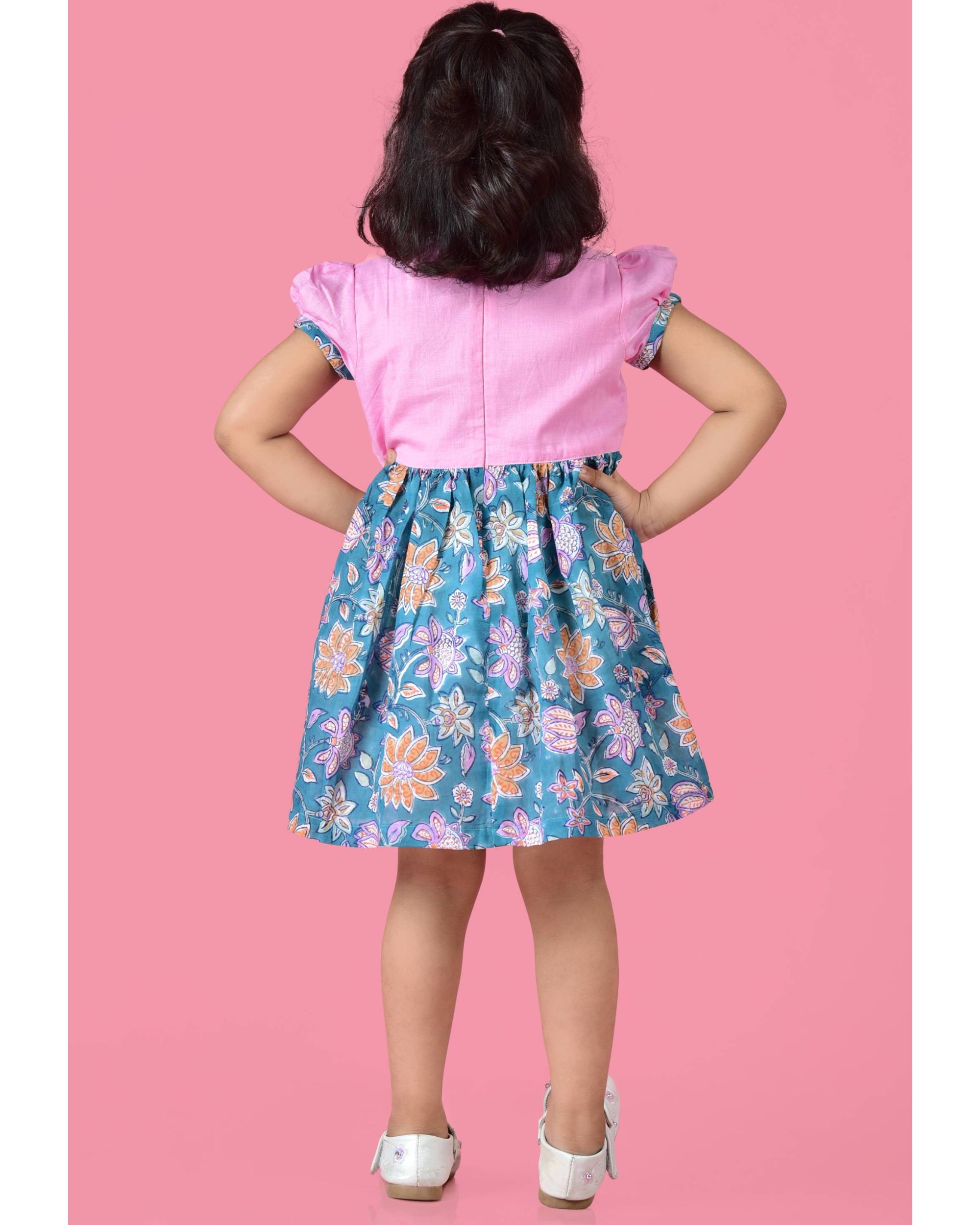 Teal floral dress by The Cotton Staple The Secret Label