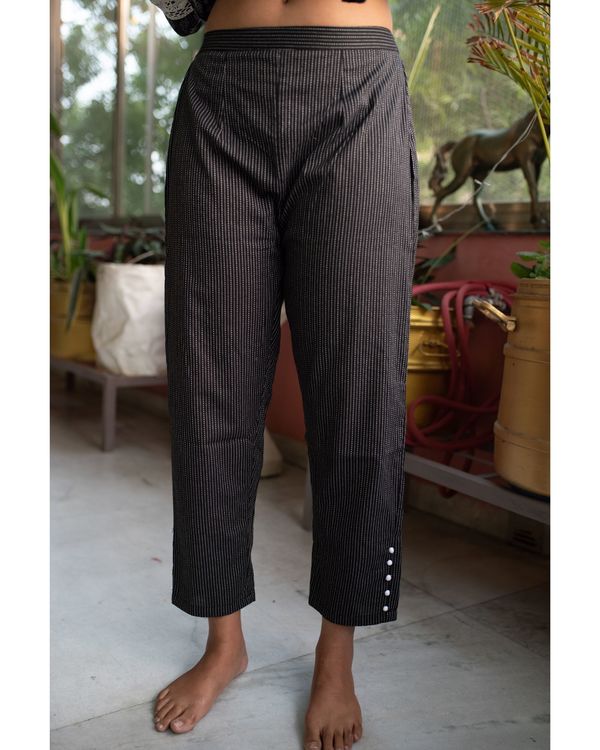 Black crochet kurta with straight pants - set of two 2