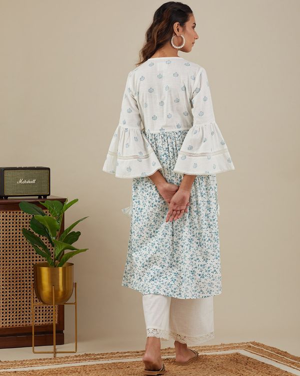 Teal striped kurta with pants - set of two 3