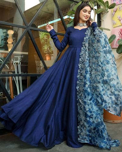 plain long dress with heavy dupatta