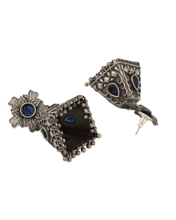 Blue stone brass earrings 3