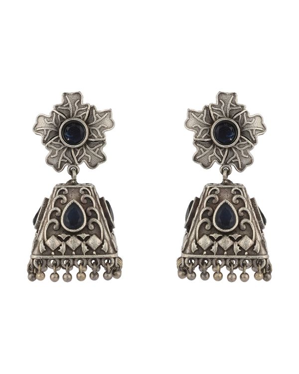 Blue stone brass earrings 2