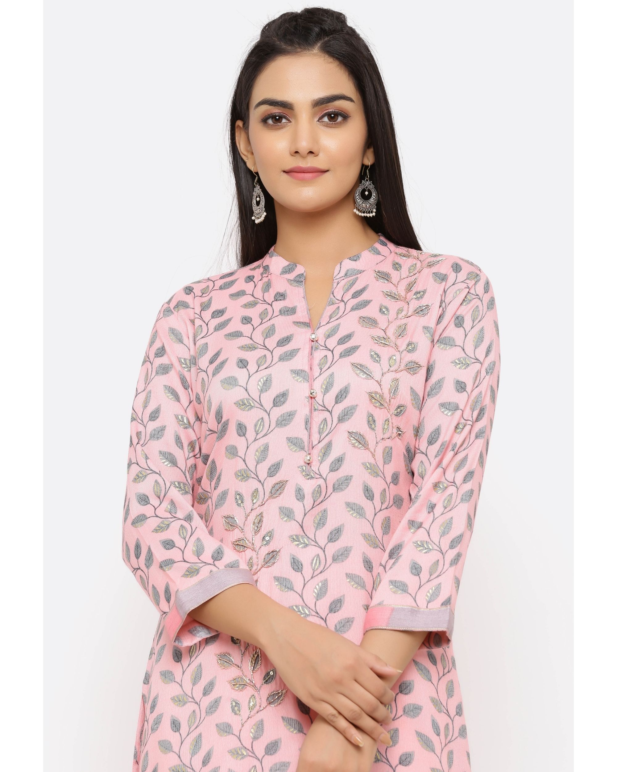 Pastel pink kurta and pants - set of two by Label Flo | The Secret Label