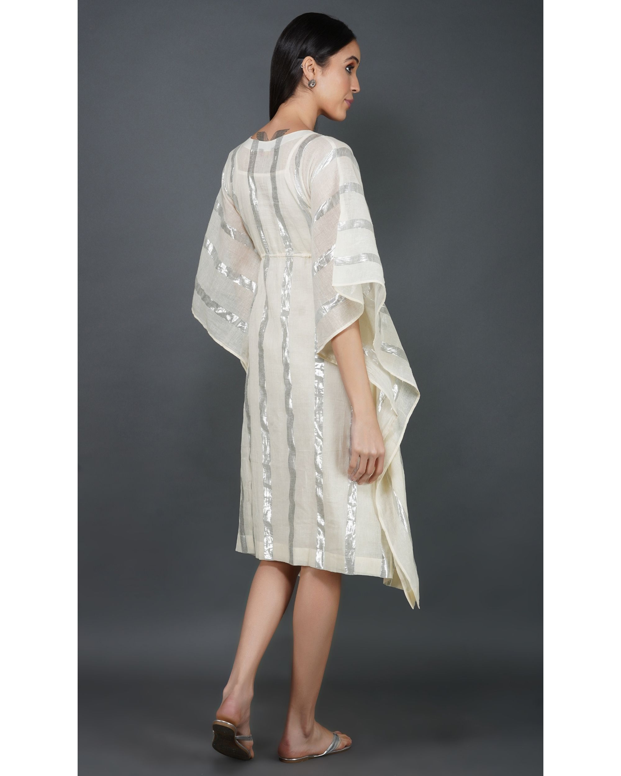 white and silver kaftan
