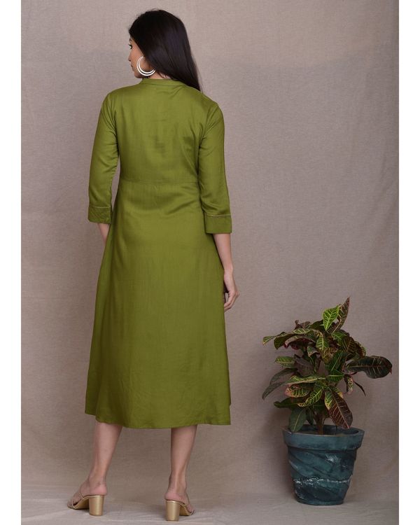 Olive green embroidered kurta 1