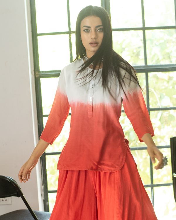 Red and white dip dyed top 2