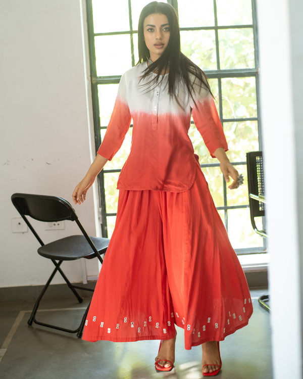 Red mirror work palazzos 1