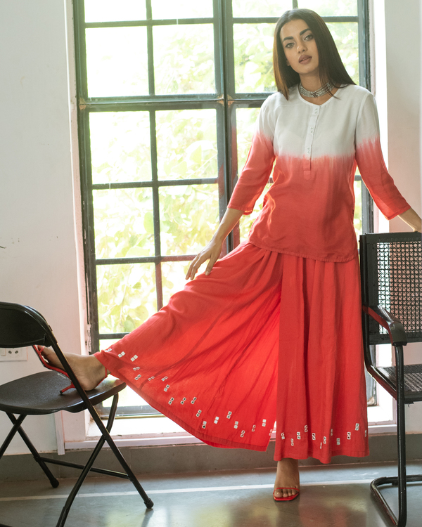 Red and white top and palazzo - set of two 1