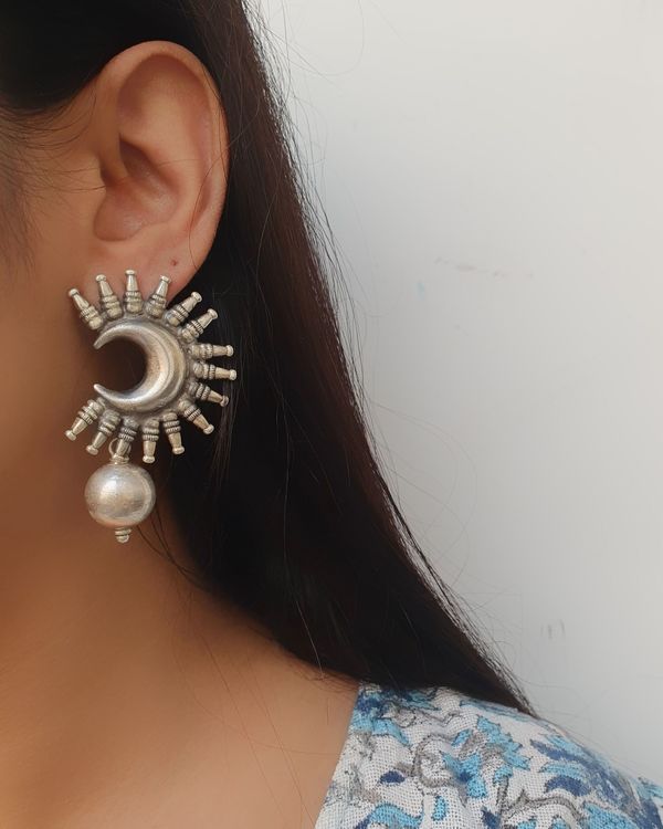Crescent moon ball earrings 2