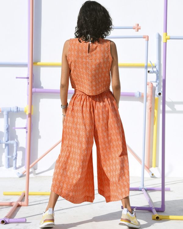 Orange crop top and flared palazzos - set of two 1