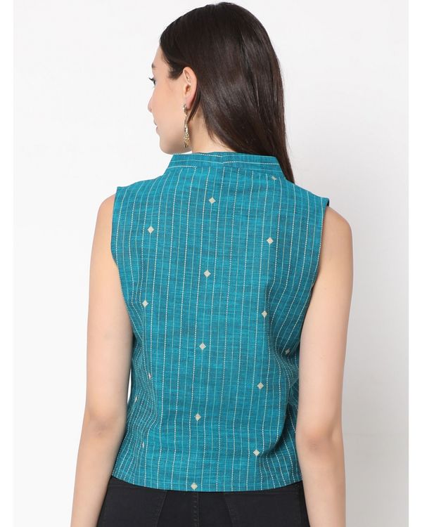Blue striped overlap crop top 1