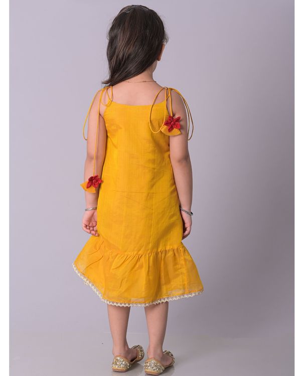 Yellow silk tiered dress 1