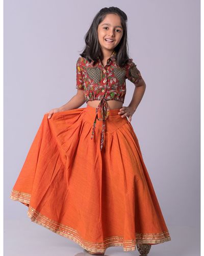 Kalamkari Work Kids lehenga - Indian Dresses