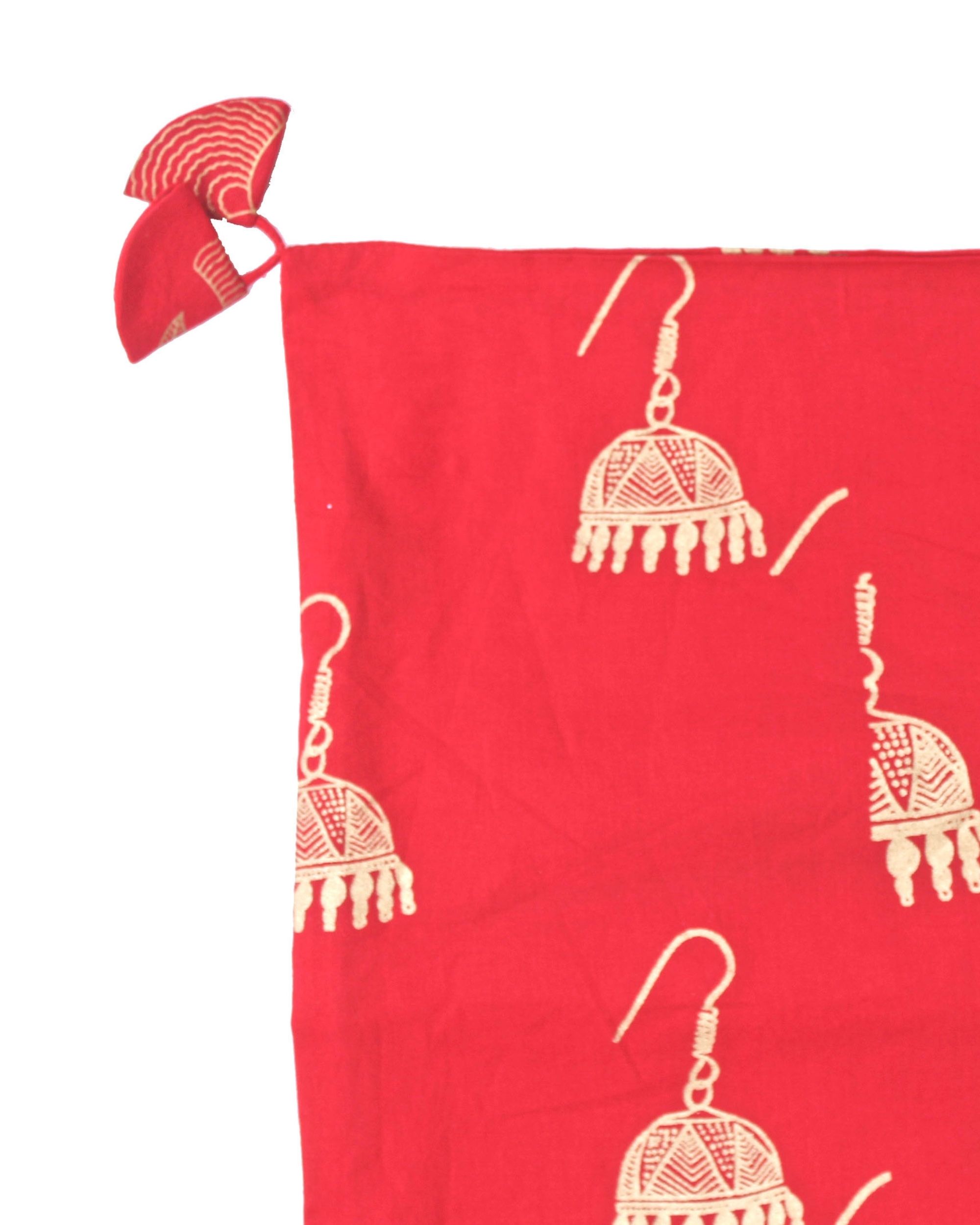 Red and golden printed cushion cover set of two (large) by Simply