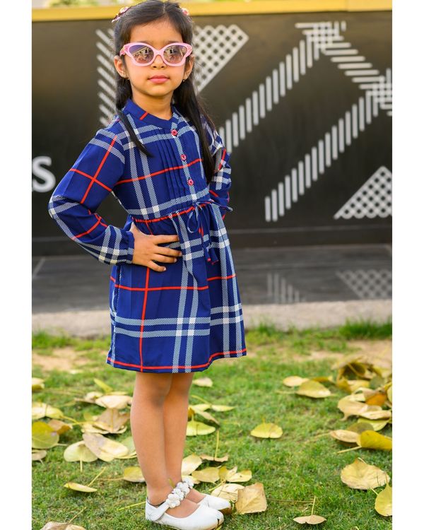 Blue checkered girls dress 1