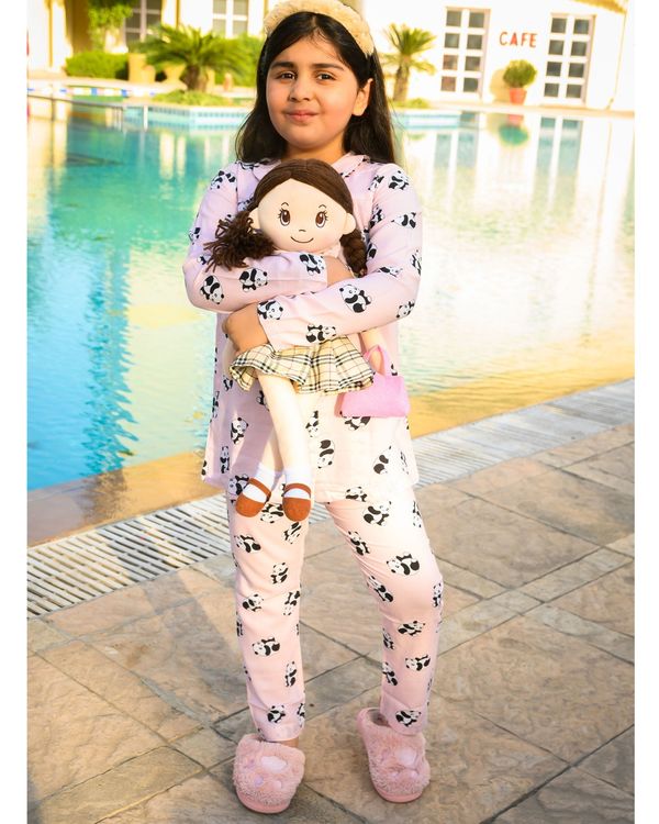 Pink panda printed top and pyjama - set of two 1