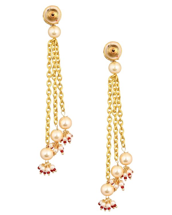 Kundan and pearl chain tassle earring 1